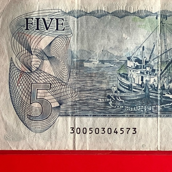 Vintage Old $5 Canadian Bill 1979 - Picture 4 of 6